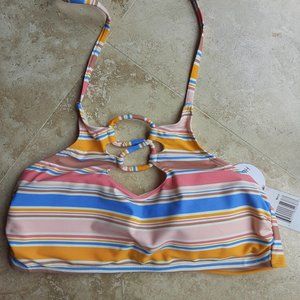 HOT WATER Halter Bikini Top Striped
